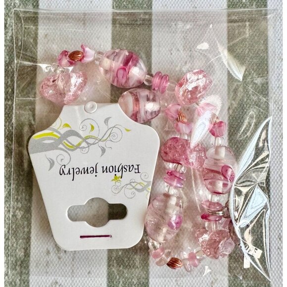 New Handmade Pink Beaded Breast Cancer Awareness Bracelet w/ Hope Charm - 7.5” - Picture 8 of 8